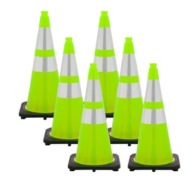 28" Lime Green Cone W/ Ref. Collar 6/pk