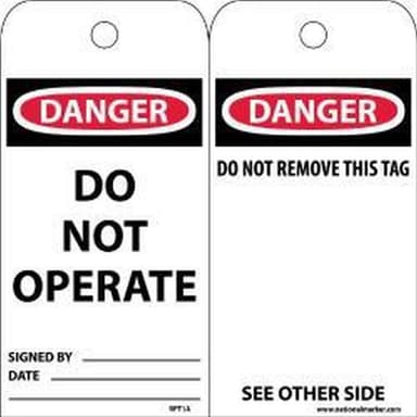 Do Not Operate LOTO Tag 6"x3" w/ Zip Tie